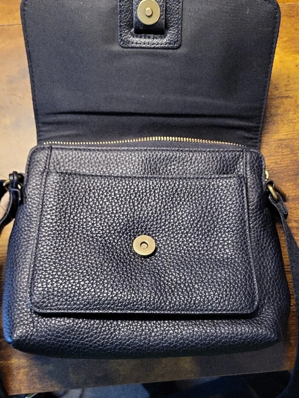 Fossil Black Leather Messenger Crossbody Bag